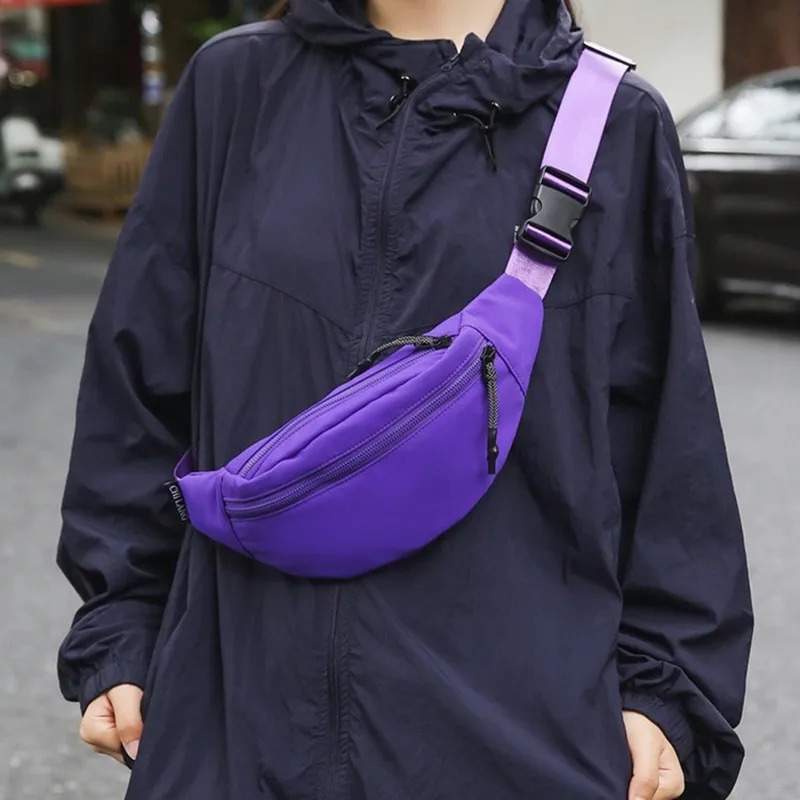 Outdoor multifunctional leisure sports hip-hop bag mens pink purple cross body bag tactical technology clothing style Fanny bag 250402