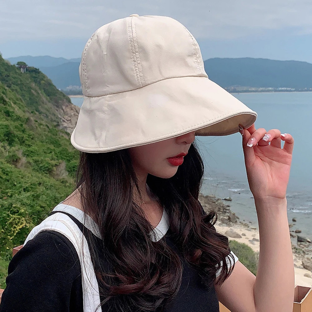 Brim Sun Hat Summer Sunscreen Bucket Fishermans UV Protective Foldable Straw Tail Braid Outdoor 250326