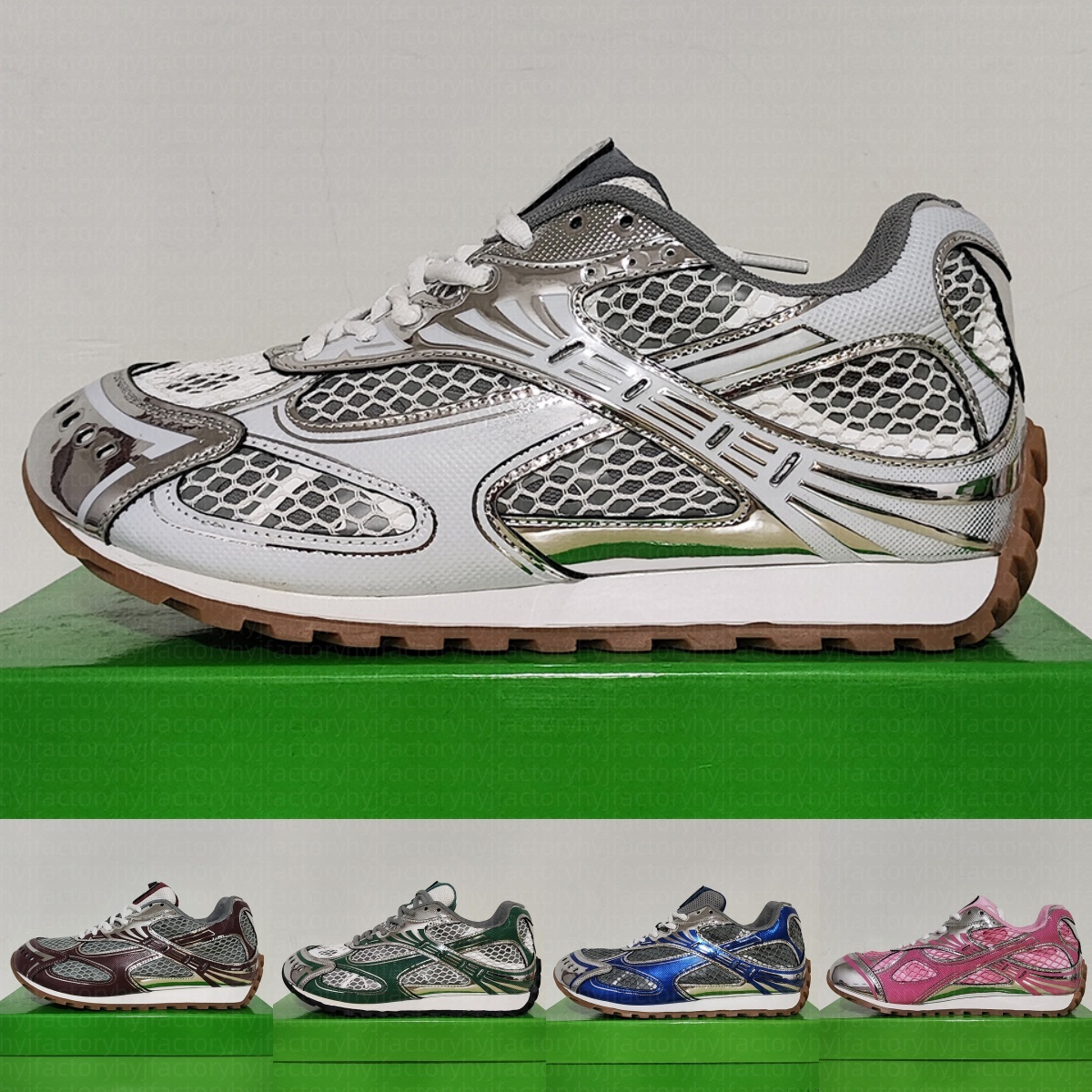 Designer Women Sneakers Silver Mesh Men Trainers Fashion Runner Shoes Vintage Lightweight Breathable Casual Sneaker Gold Pink Black Blue Brown Green White Eu 36-45