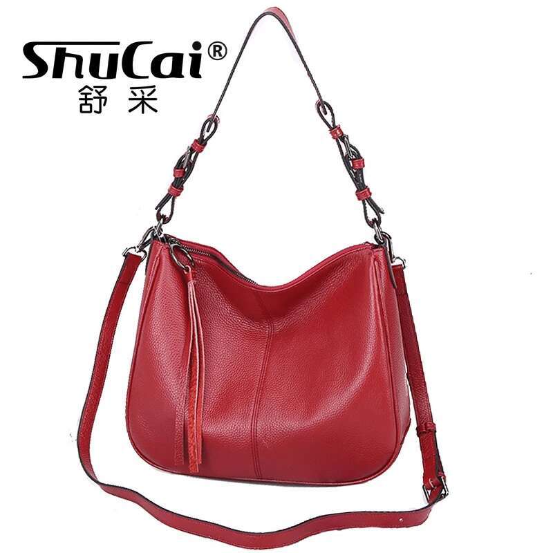 Genuine Leather Large Capacity Tassel Handbags Fashion New Single Shoulder Crossbody Tote Women's Bag