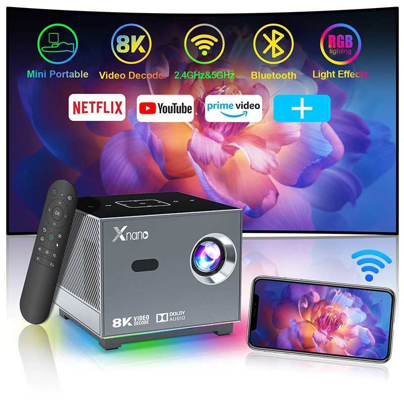XNANO 300ANSI Projector 8K/4k WiFi 5G Voice Remote Portable Smart Movie Projector with LED Lighting BT5.0 Bulit-in App X250407