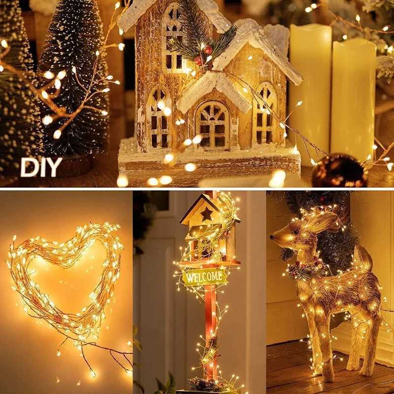 USB Power LED Firecracker String Lights Remote Control Garland Fairy Lights for Wedding Party Garden Plants Christmas Decoration W251107