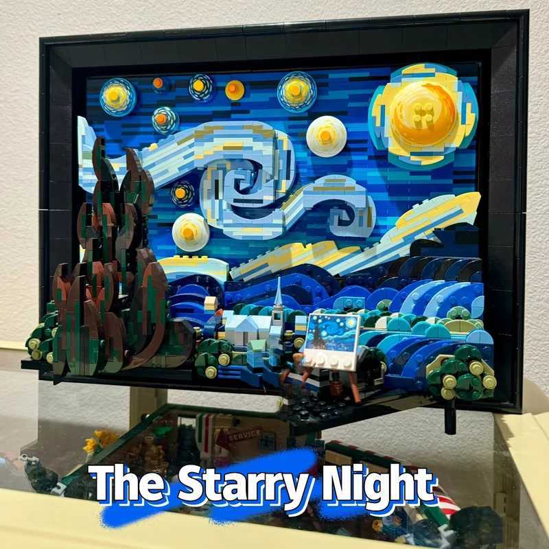 2316PCS Ideas Vincent Van Gogh The Starry Night Painting Building Blocks Art Craft Assemble Bricks Toys Gift For Adult Kids Y251107