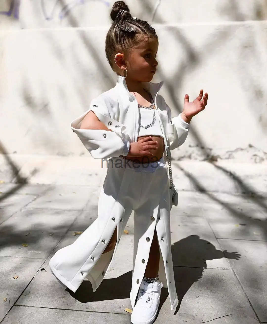 Girls Jacket + Wide Leg Pants Teenager pcs Set Children ClothSuit Winter Kids Clothes For 3 4 5 6 7 8 Years White Color J250403