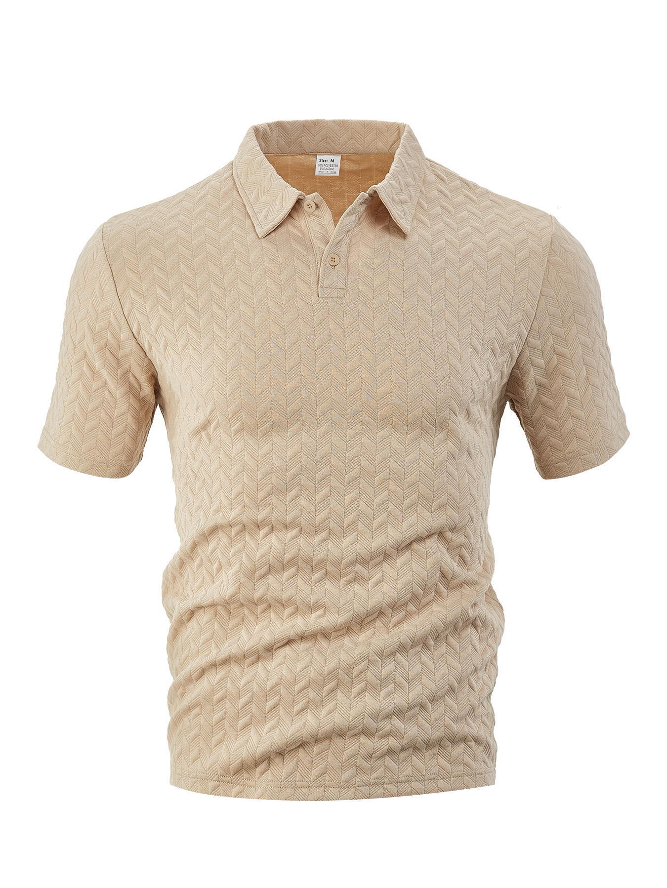 Men's summer thin breathable sweat loose casual solid color jacquard fabric men's short sleeve polo shirt m097