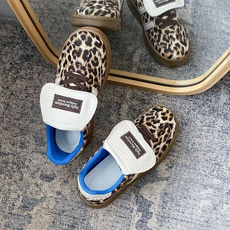 Women Vulcanize Design Leopard Print Trends Casual Sneakers Women Skateboard Shoes feminino