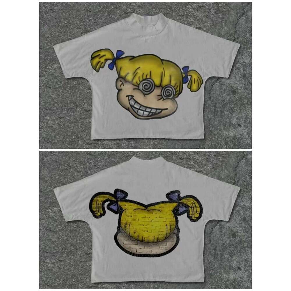 Gothic punk high street cartoon short sleeved top for men Y2k in the United States