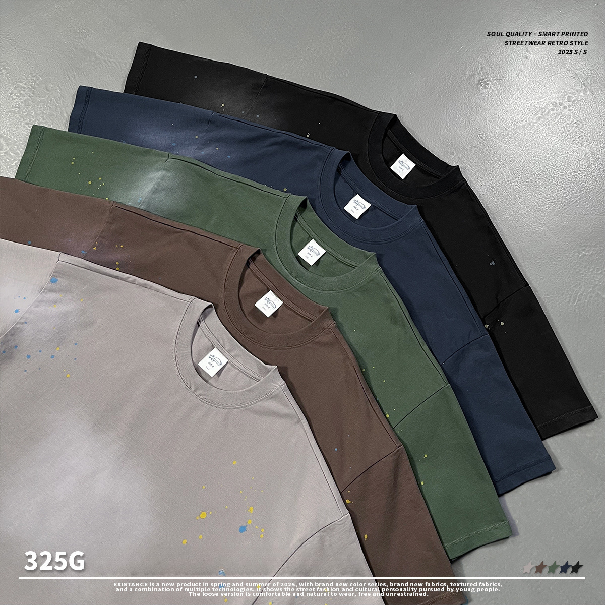 Chain | 2025 Summer Trendy Brand Wash Water Men's Wear Short Sleeve Spray Horse Willow Splash Ink Splashing Personalized T-shirt