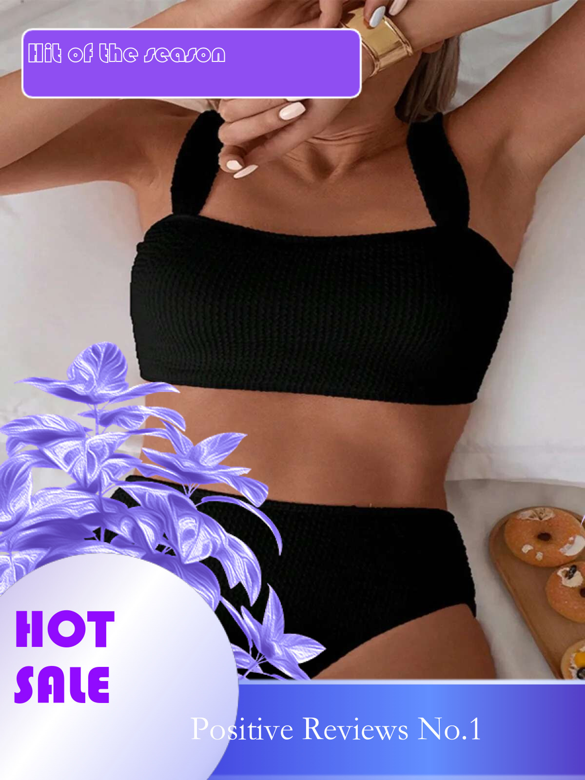 Dongdumaoyi Solid Color High Waist Bikini Set Women S Suspender Backless Bandeau Black Swimsuit Sexy Beach Vacation Bathing Suit New