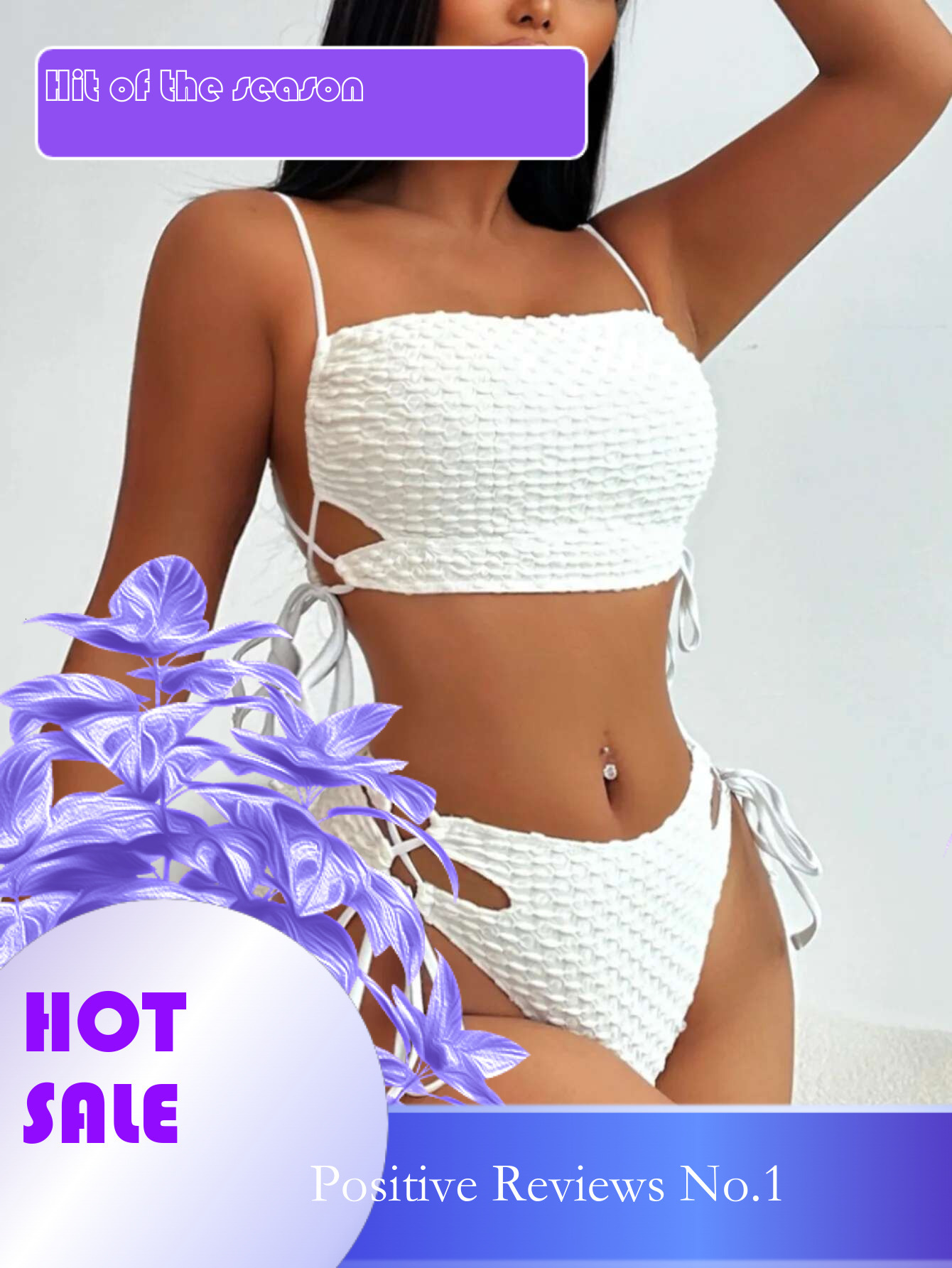 Dongdumaoyi Sexy White Bikini Set Women Hollow Bandage Cross Push Up Drawstring Side High Waist Swimsuit Beach Bathing Suit Swimwear