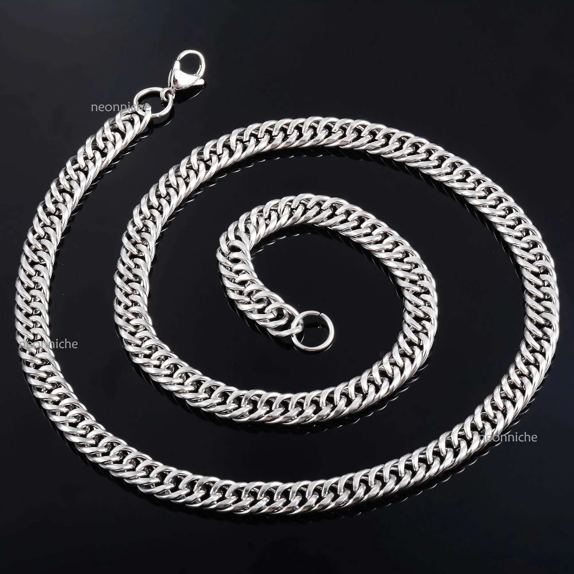 3MM/4MM Width Mens Punk k Cuban Curb Chain for Hip Hop Boy Women Stainless Steel Necklace Basic Metal Jewelry Accessories Heavy ChokerX240919