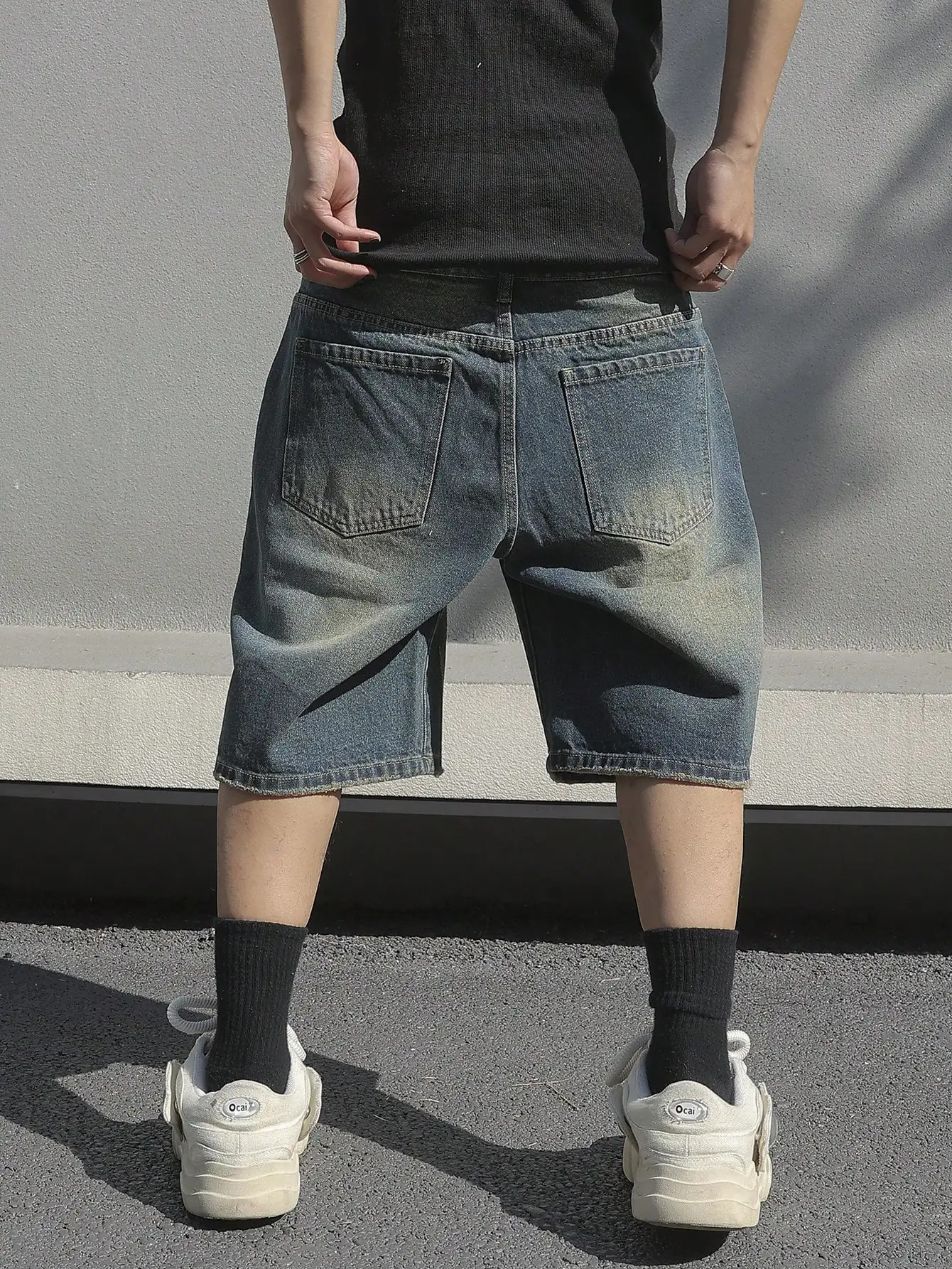 Mens Summer Baggy Stretchy Denim Shorts Jeans For Men Streetwear Ripped Knee length Comfort Cargo Casual Pants Jean 250313