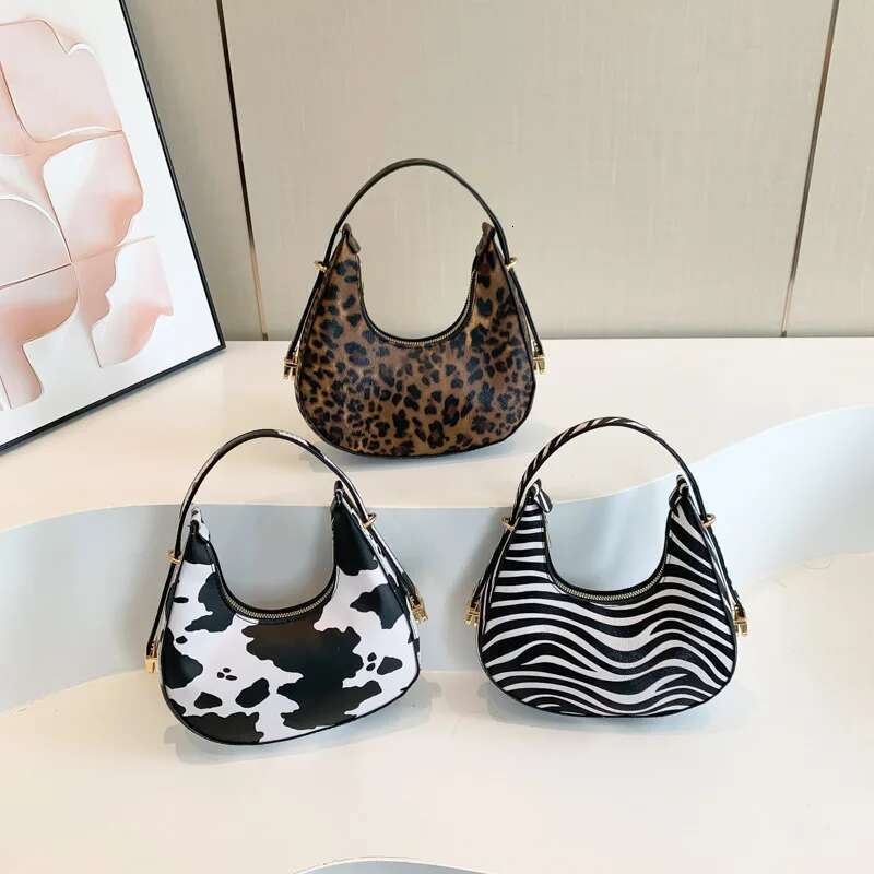 Style Underarm French For Women Brown Leopard Handbag Clutch Bag Female Vintage PU Leather Versatile Crossbody Bags