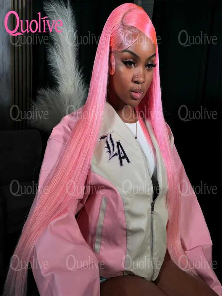 30 36 Inch Pink Transparent Lace Front Wig Human Hair 13x6 Lace Frontal Wigs For Women 13x4 Long Straight Colored Human Hair Wig W251107