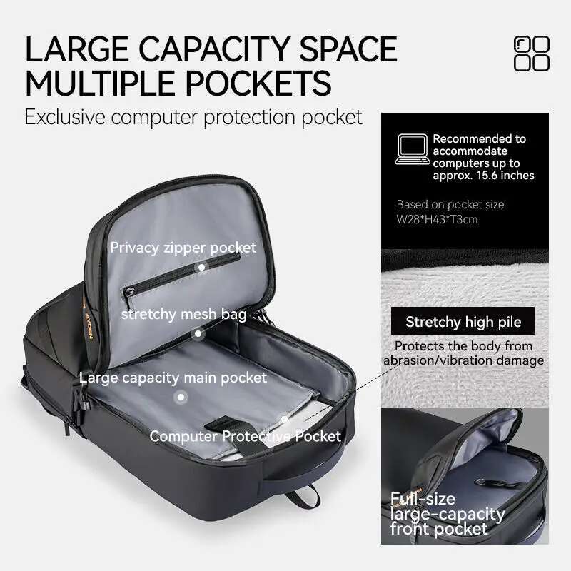 Mark Ryden Men Multifunctional Large Capacity Business Waterproof Laptop 15.6 Inch School Travel Backpack