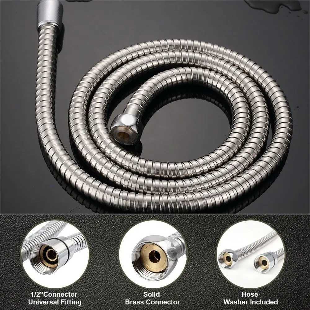Stainless Steel ible Shower Hose Tube 1M/15M/ 2M Shower Water Hose Extension Bathro Water Shower Pipe Tool Y251107