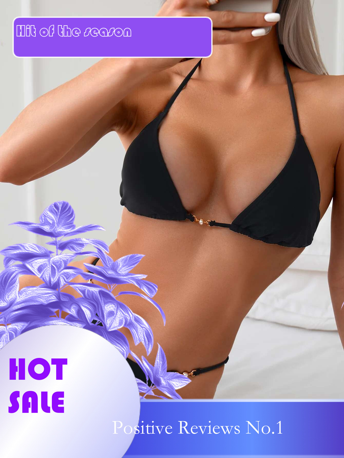 Dongdumaoyi Sexy Thong Panties Bikini Women Black Pearls Push Up Bra Micro Swimsuit Trend Brazilian Beach Bathing Suit Swimwear Biquini