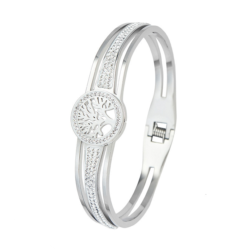 Fashion Trend Life Tree Titanium Steel Vacuum Electroplating Temperament Bracelet Hand Jewelry