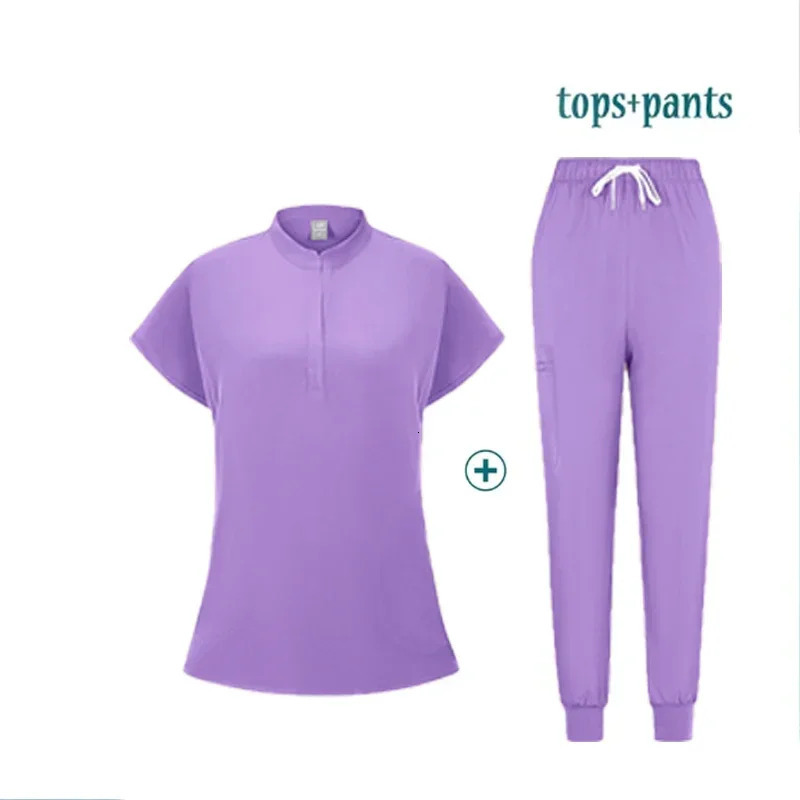 Fashion Uniforms Scrub Set Doctor Nurse Clinical Workwear Nursing Suit Beauty Spa Work Clothes Scrubs Top Pants 250402