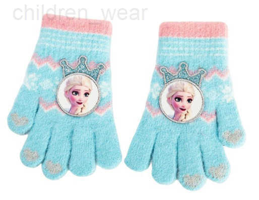 Disney Childrens Gloves Autumn Winter Girls Elsa Five-Finger Gloves Warm Cycling Winter Snow Play H2511071