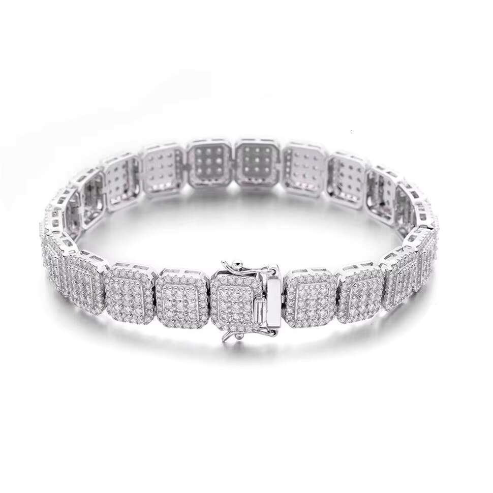 Wholesale Friendship Fine Jewelry 10K 14K 18K Gold Plated Super Full of Micro-inset Zircon Square Design Tennis Diamond Bracelet