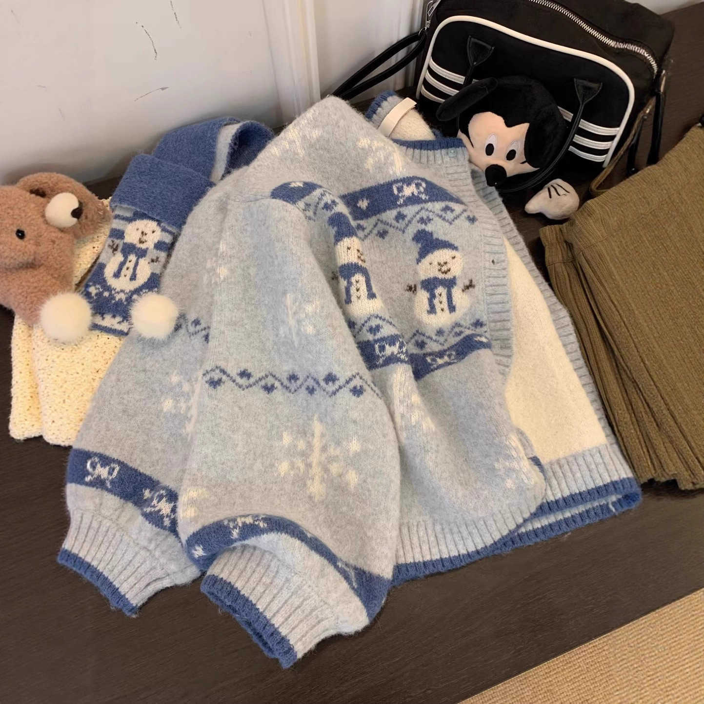 Christmas Outfit Design Sweater Cardigan Womens Autumn Winter Knitted Sweater Coat Petite Lazy Style Top W251107