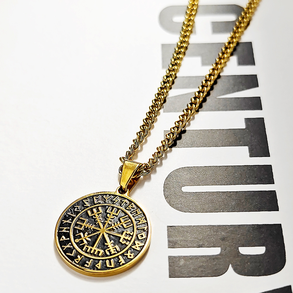 Hot selg Nordic Mythical Stainless Steel Pendant Viking Pirate Compass Men's and Women's Jewelry Talisman