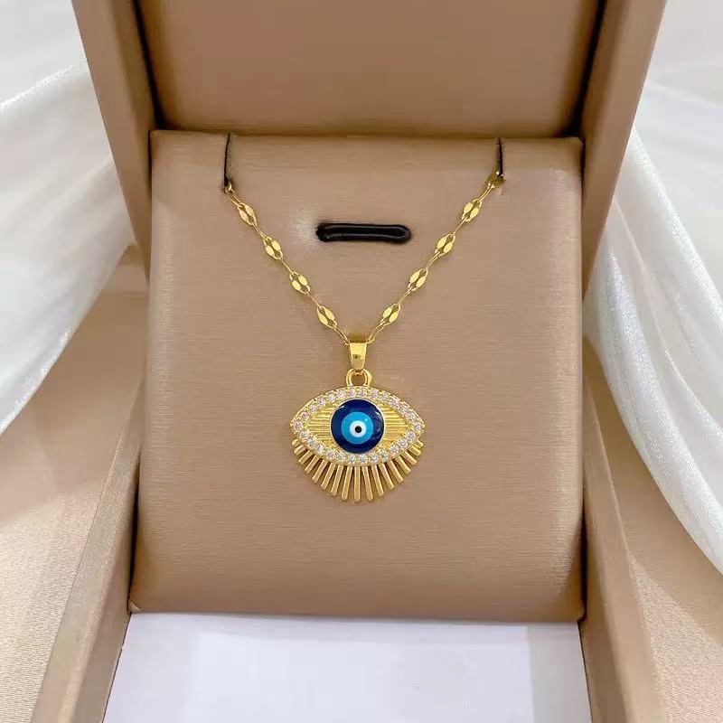Designer Necklace 18k Gold Stainless Steel Evil Eyes Necklace for Men Women OT Pearl Buckle Party Wedding Travel Jewelry Wholesale Drop Ship