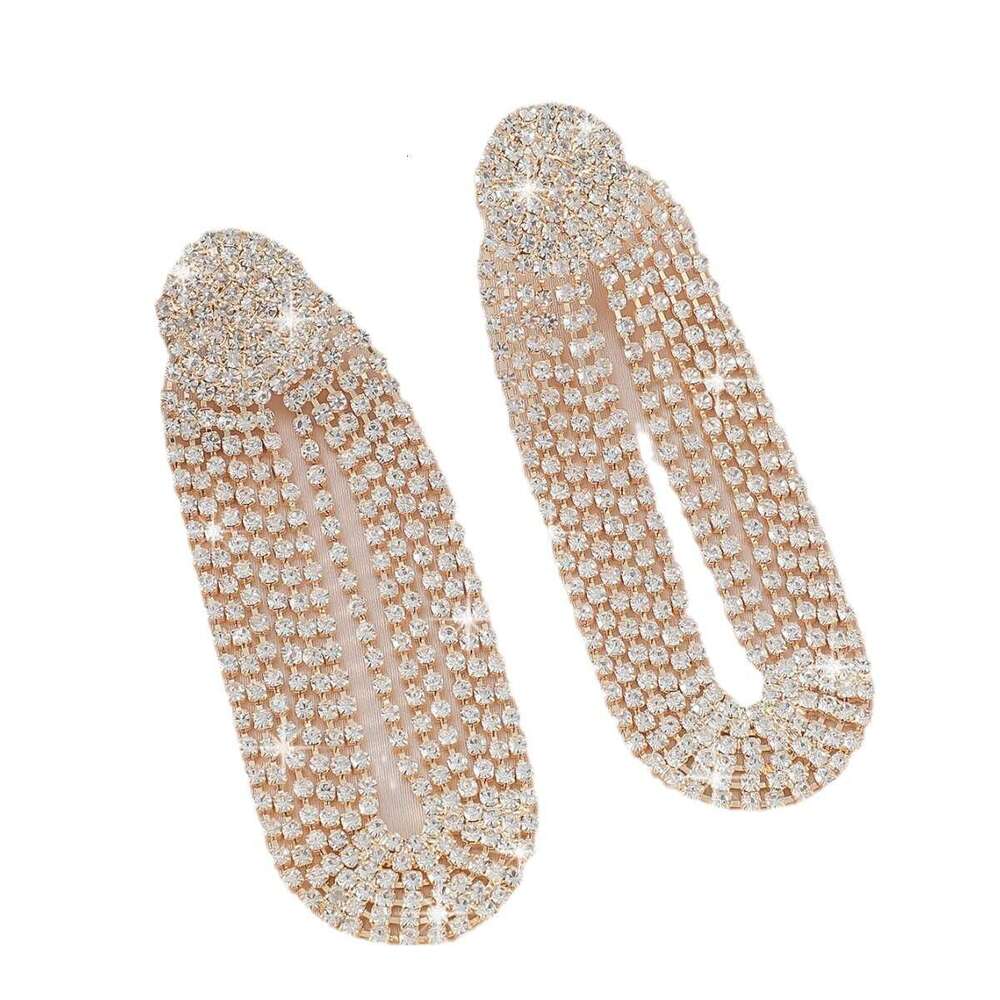 2024 light high-end super sparkg full dia fashionable and simple tassel banquet earrings