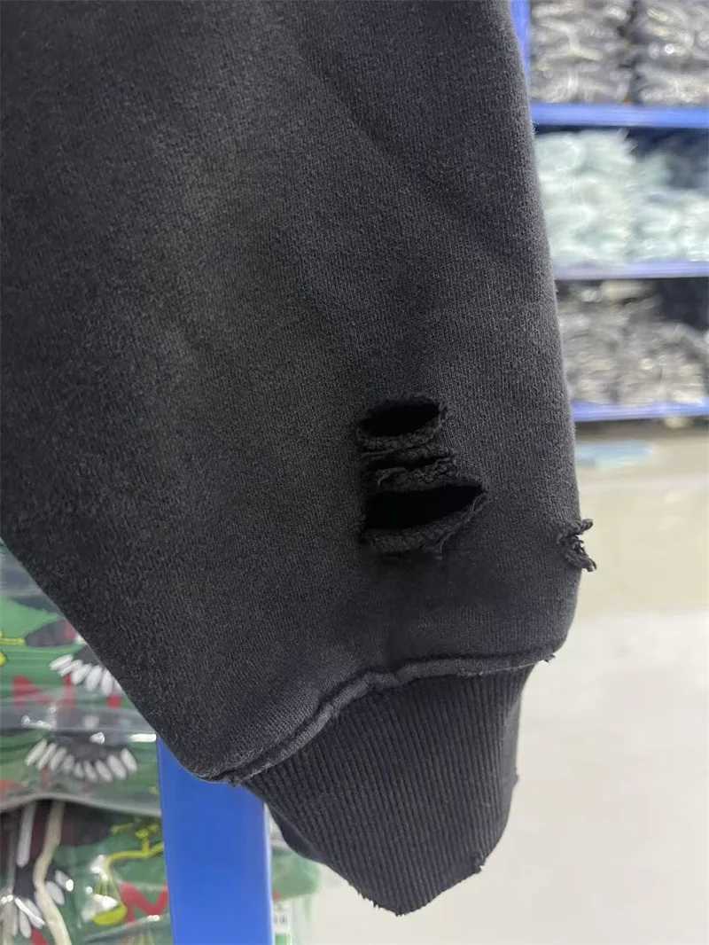 Black Washed Saint Michael Mens Hoodies SAINT Letter Printing Oversized Streetwear SweatshirtY251107