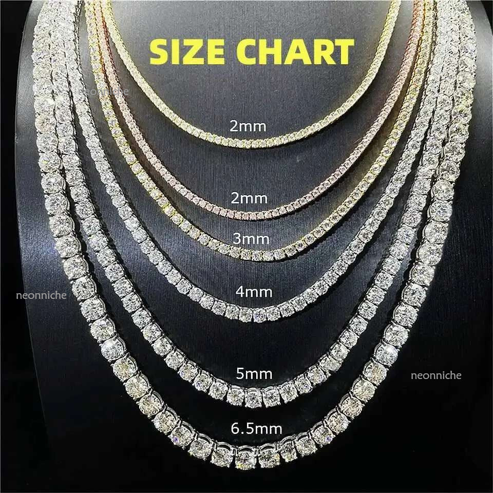 Designer Jewelry Sterg Vvs Tennis Iced Out Chain Dia Necklace Chains for Women Men Moissanite Sier Necklaces