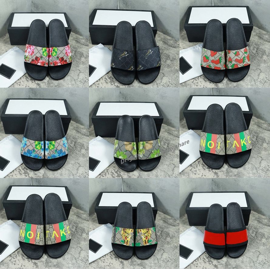 Slides Women Men platform slippers Clogs Sandals Web Rubber Leather felt Buckle Bottom Loafers Flip Flops Bottoms black white pink Beach Shoes