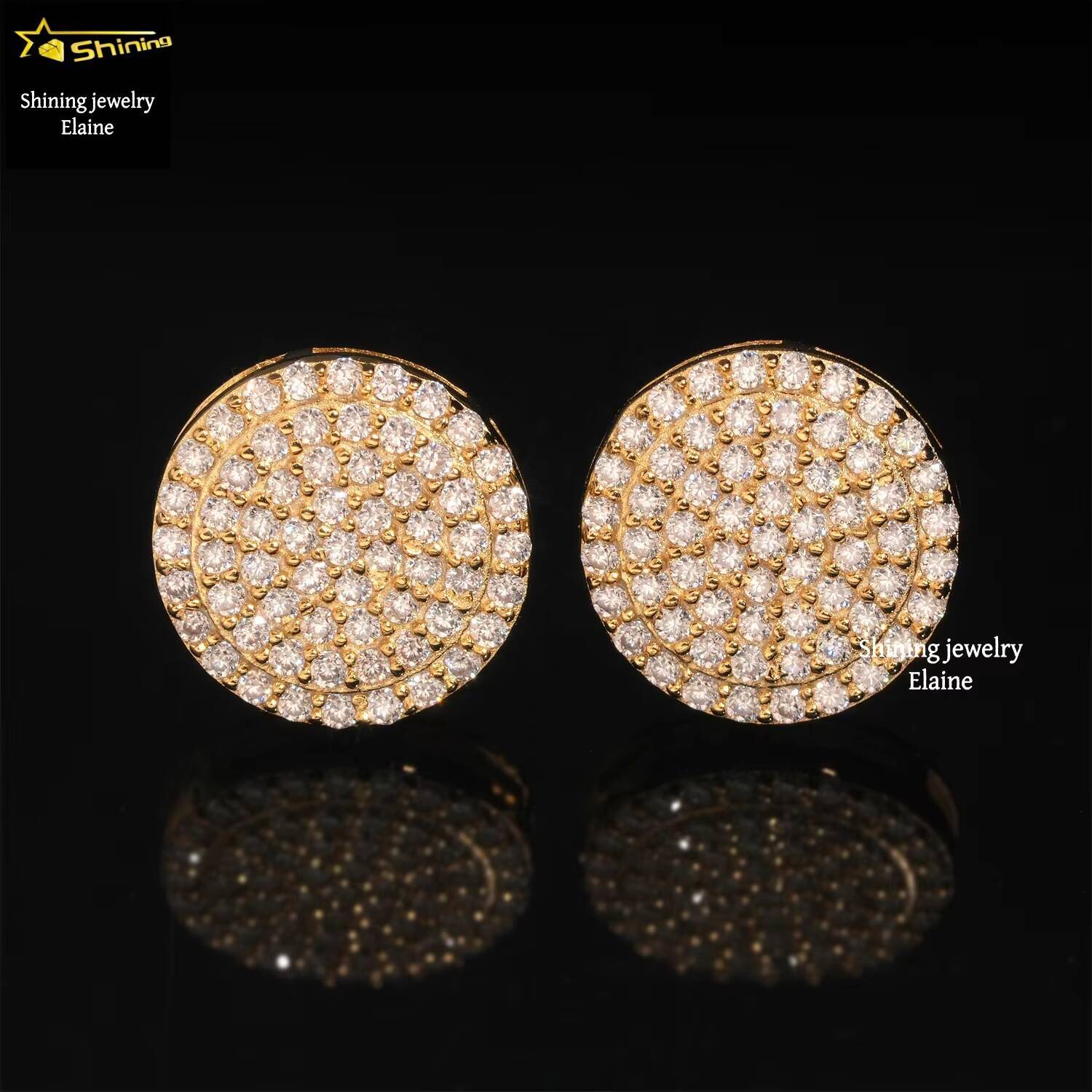 New Design Fashion Diamond Earrings Silver 925 D Color Vvs Moissanite Hip Hop Iced Out Stud Earrings