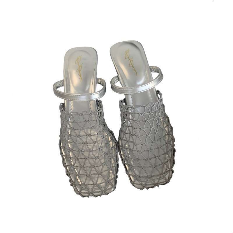 Woman Sandals Spring Summer New Niche Woven Fishing Net Baotou Roman Sandals Hollowed Out Breathable Mueller Wedge Heel Women S Shoes CM