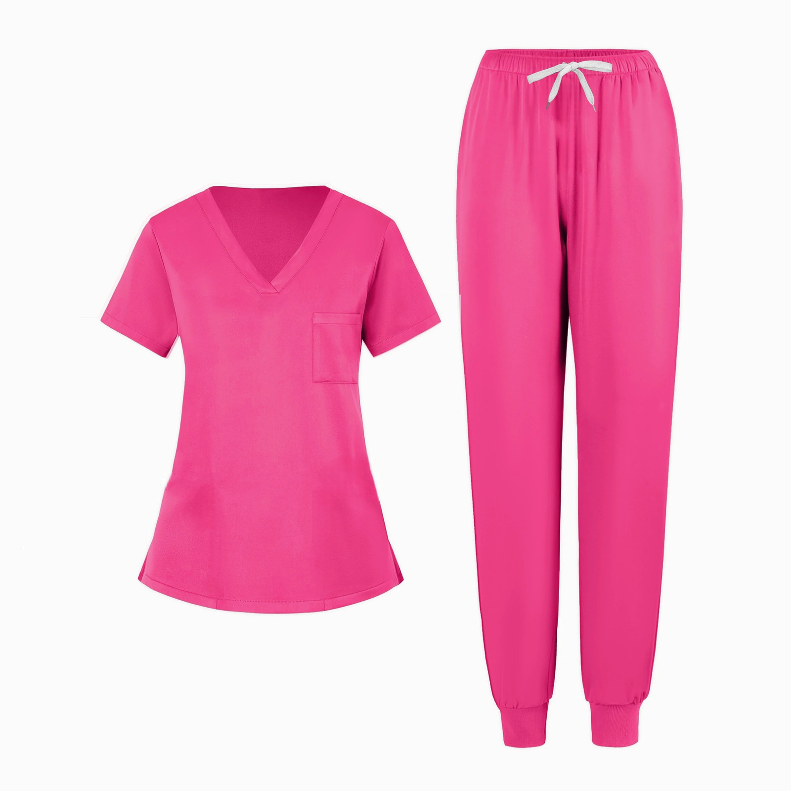Operating Room Uniform Scrubs Women Men V Neck Top Straight Pants Set Nursing Pet Hospital Workwear Beauty Salon Clothes 250402