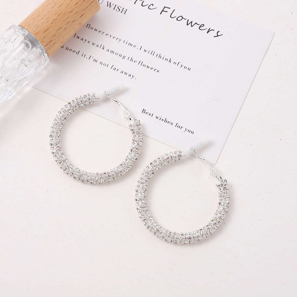 NEW Large circle with high-end feel, full dia fashion temperament, circular ring earrings, pendants, earrings
