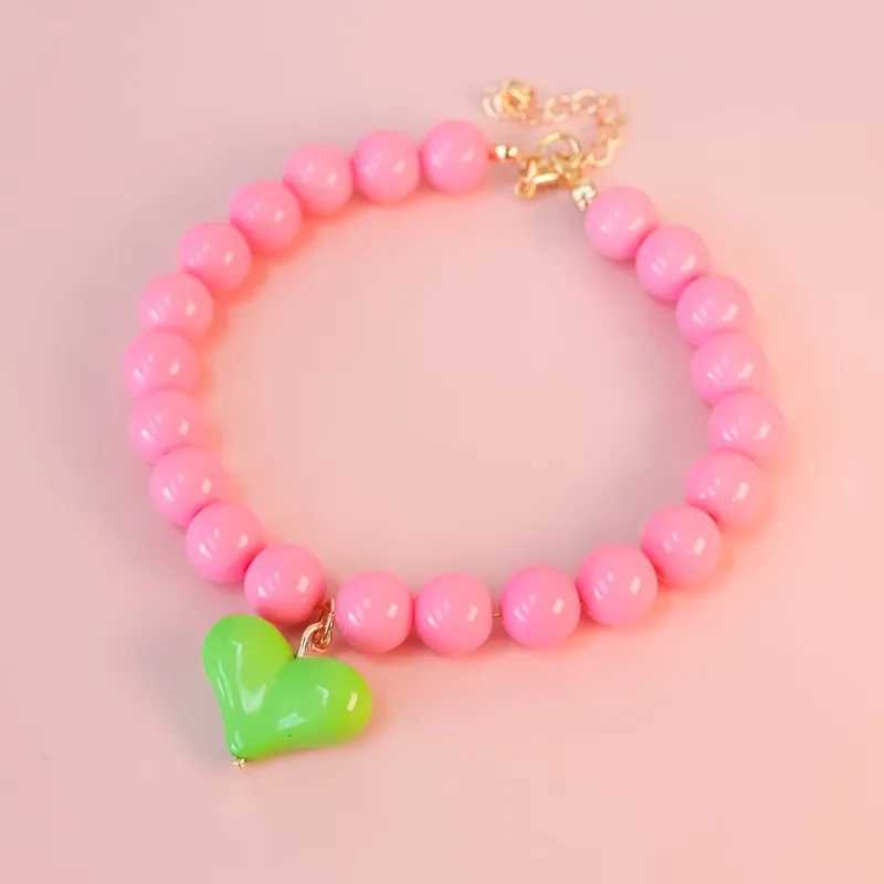 High Quality Party dog accessories custom pet supplies Pinkycolor plastic cat necklace pearl dog necklace puppy bib size animal necklace T250407