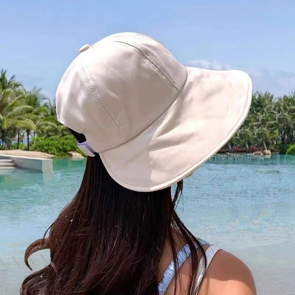 Brim Sun Hat Summer Sunscreen Bucket Fishermans UV Protective Foldable Straw Tail Braid Outdoor 250326