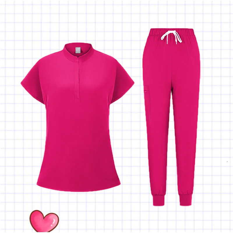 2025 Nurse Uniforms V-neck Top Jogger Pants Scrub Sets Workwear Dentist Nursing Suit Hospital Doctor Outfit 250402