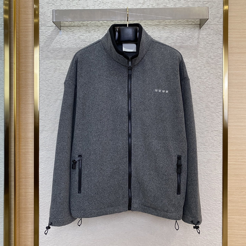 Women Designer Grey Fleece Warm Jacket Brand Letter Zipper Sporty Hoodies Sweatshirts Vacation Holiday Street Coat For Unisex