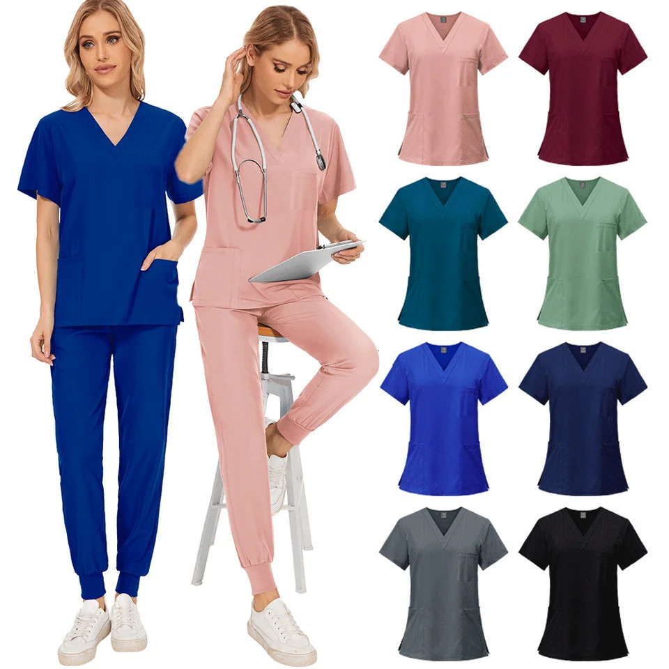 Slim Fit Scrubs Uniform Women Scrub Sets Nursing Accessories Hospital Surgery Gowns Dental Clinic Beauty Salon Workwear 250402