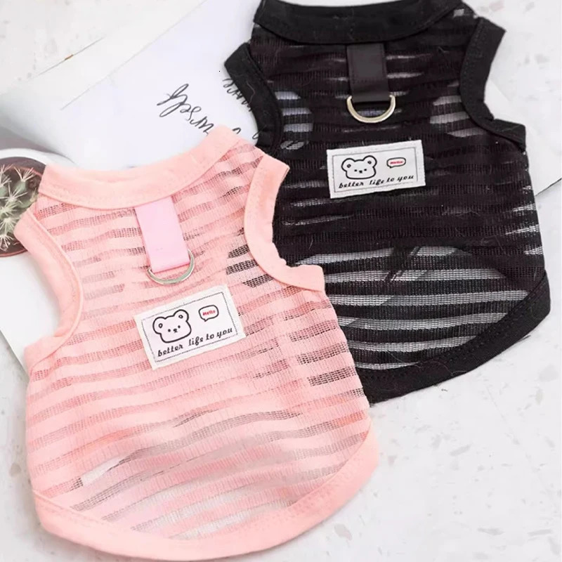 Breathable Mesh Pet Dog Vest Dog Summer Clothes Thin Cooling T Shirt Chihuahua Bichon Costume Cat Clothing Girls Puppy Shirt 250407