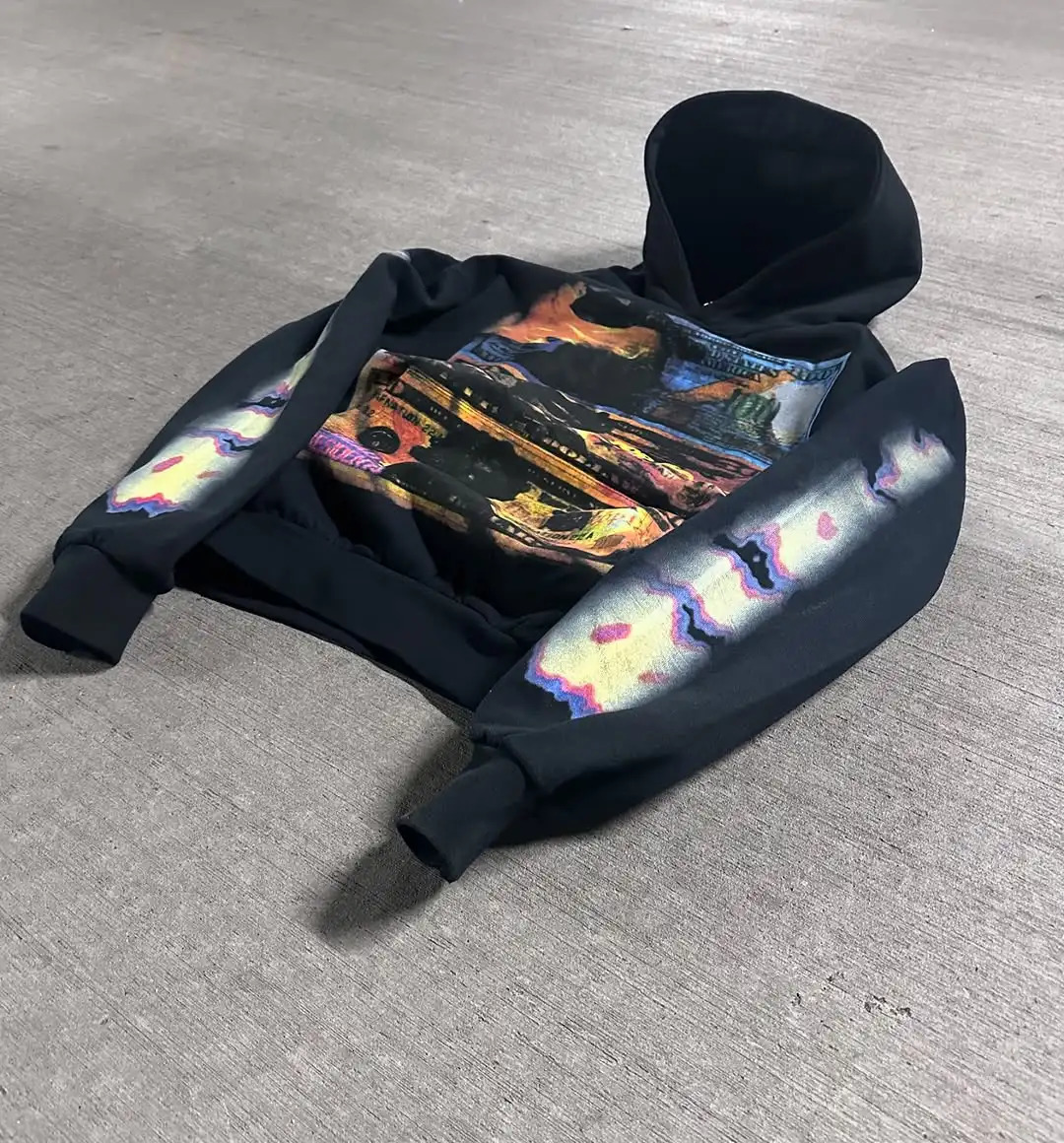 American Hip Hop Fashion Printed Hoodie Mens Y2K Street Retro Harajuku Featured Jacket Casual Zipper Hoodie 250403