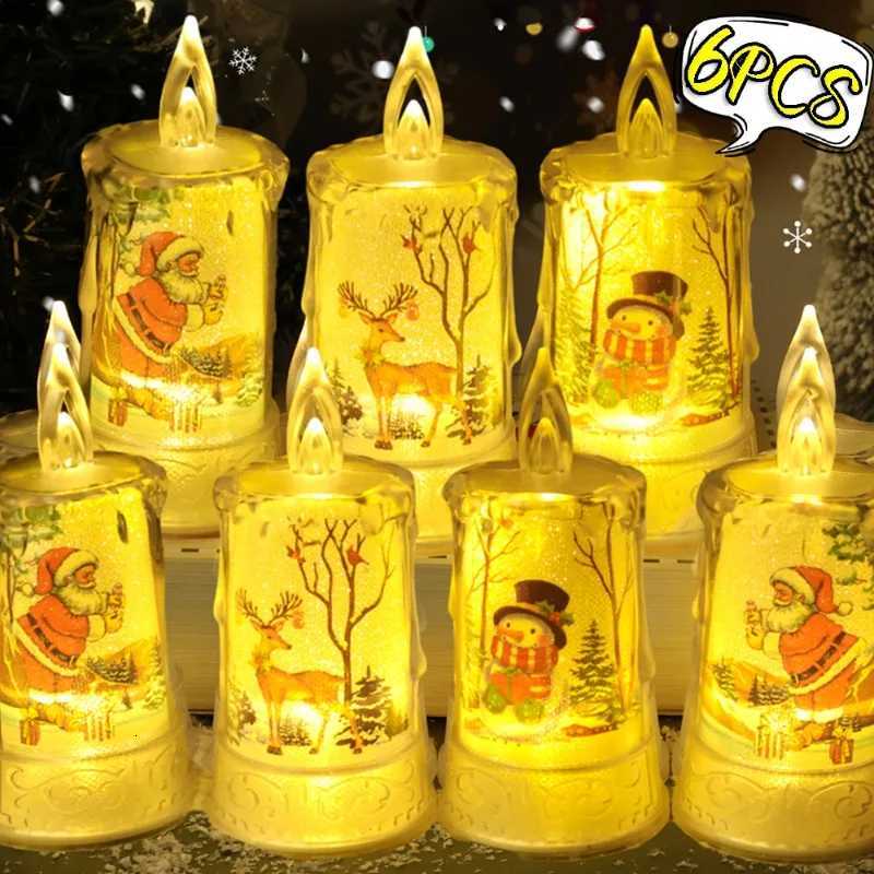 Flameless Led Candle Christmas Electronic Candles Santa Claus Tealight Flickering Battery Operated Lamp Christmas Wedding Decor W251107