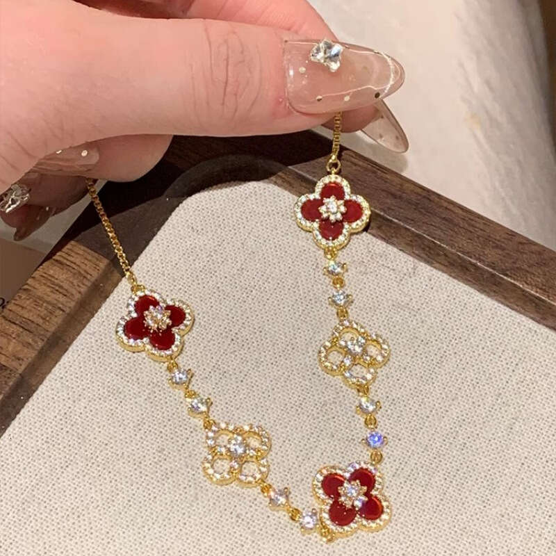 lucky clover bracelet with a golden charm exquisite white appearance light french adjustable handmade designer bracelet for women