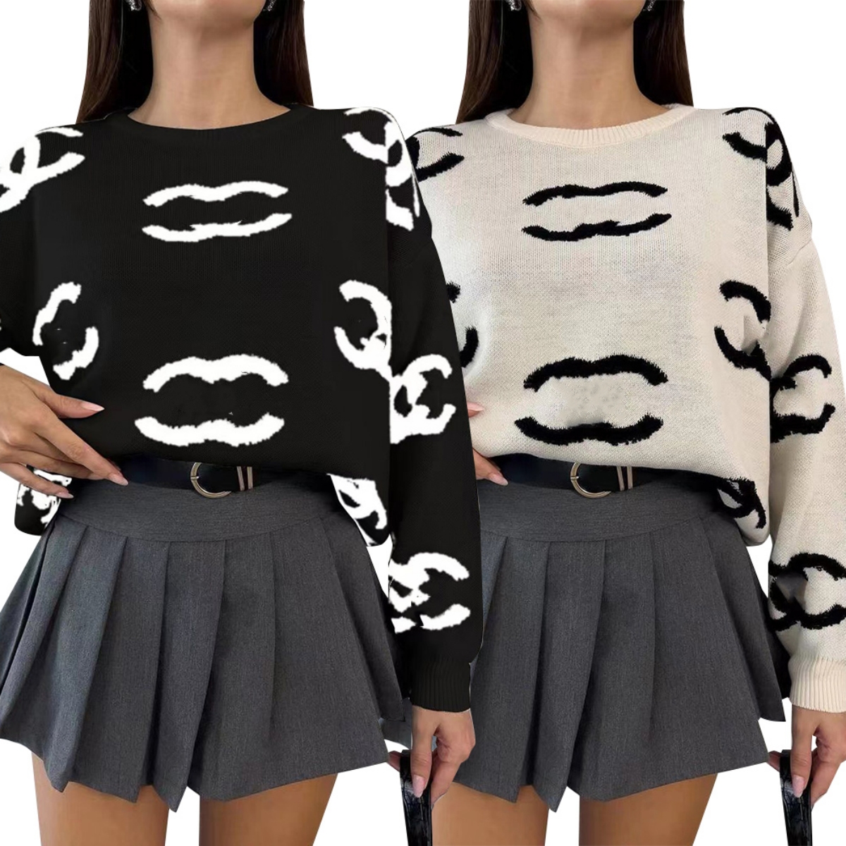 Classic Woolen Sweaters Women Crew Neck Long Slved Knit Sweater Pullover Fr Ship S251125