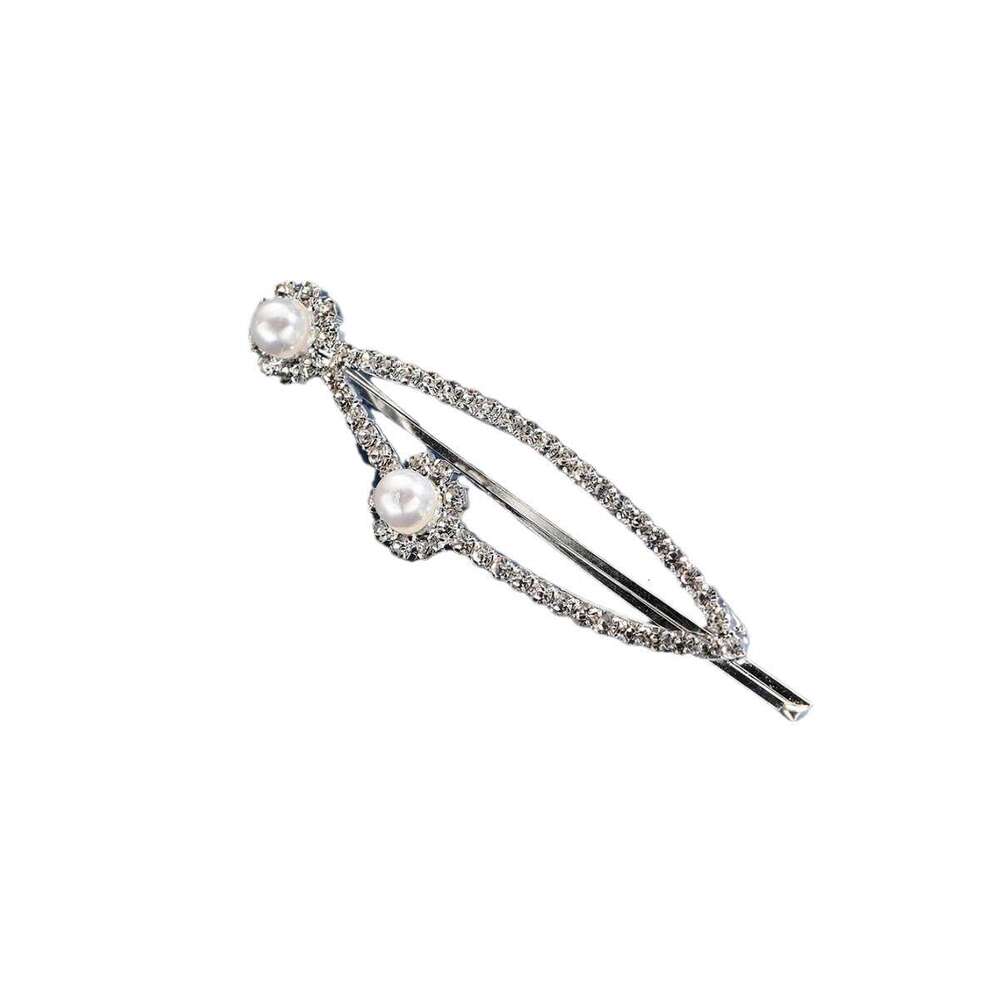2024 NEW hot selg Korean version rhie hairpin, internet famous bangs duckbill clip, super sparkg full dia pearl edge clip