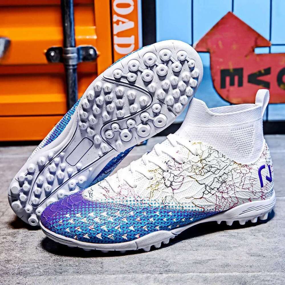 Professional High Top Shoes for Men, TF Broken Short Nail Outdoor Sports Lawn Training Shoes, Anti Slip Football