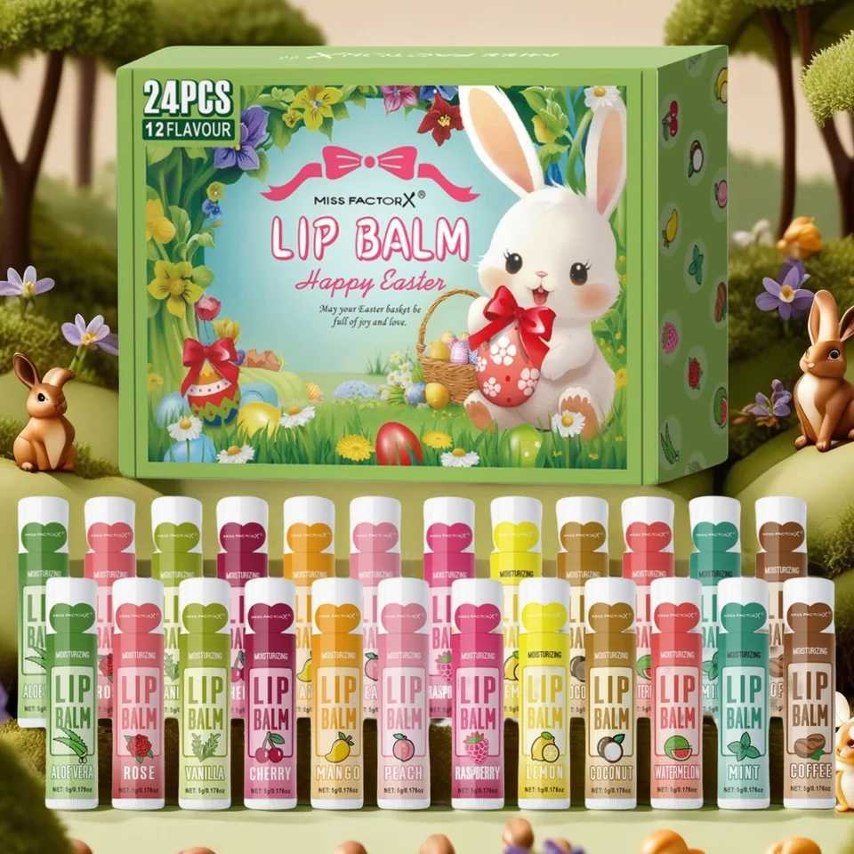 24 pieces/box lipstick set moisturizing gloss Easter gift set suitable for dry lips female gift mother gift party supplies W250407