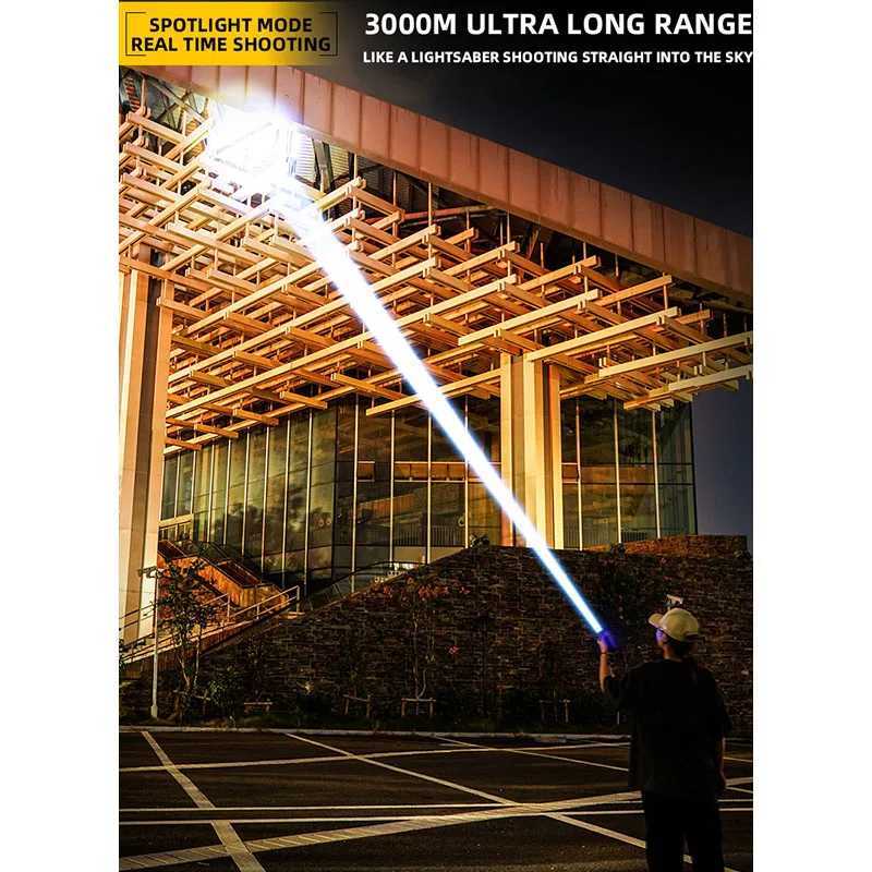 USB Rechargeable Outdoor Flashlight AG55 Laser Wick Long Range Lamp Emergency Power Bank Function LED Light Mountaineering TorchW251106